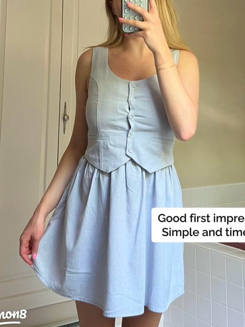 Paper Heart Blue Linen Blend Sleeveless Vest Mini Dress